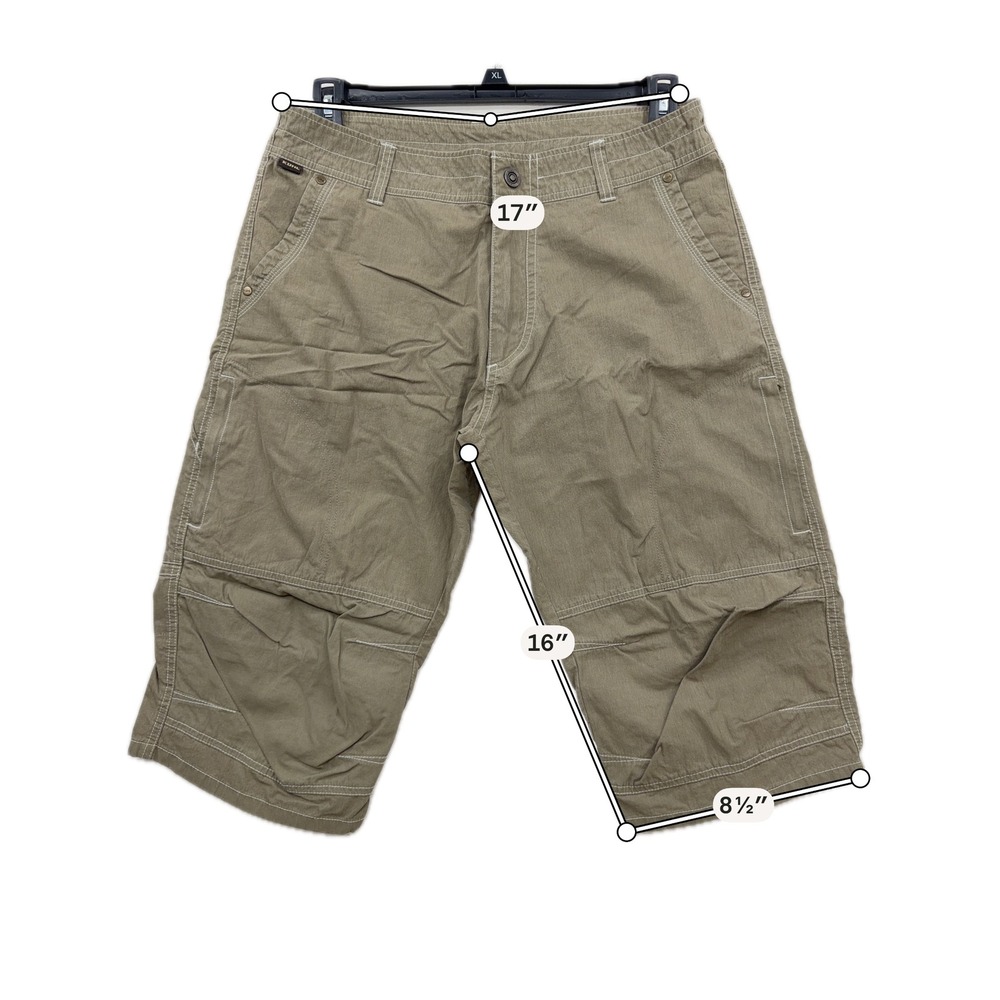 Kuhl Renegade Krux Cargo Shorts Vintage Patina Dye 34 Hiking Utility Brown Mens